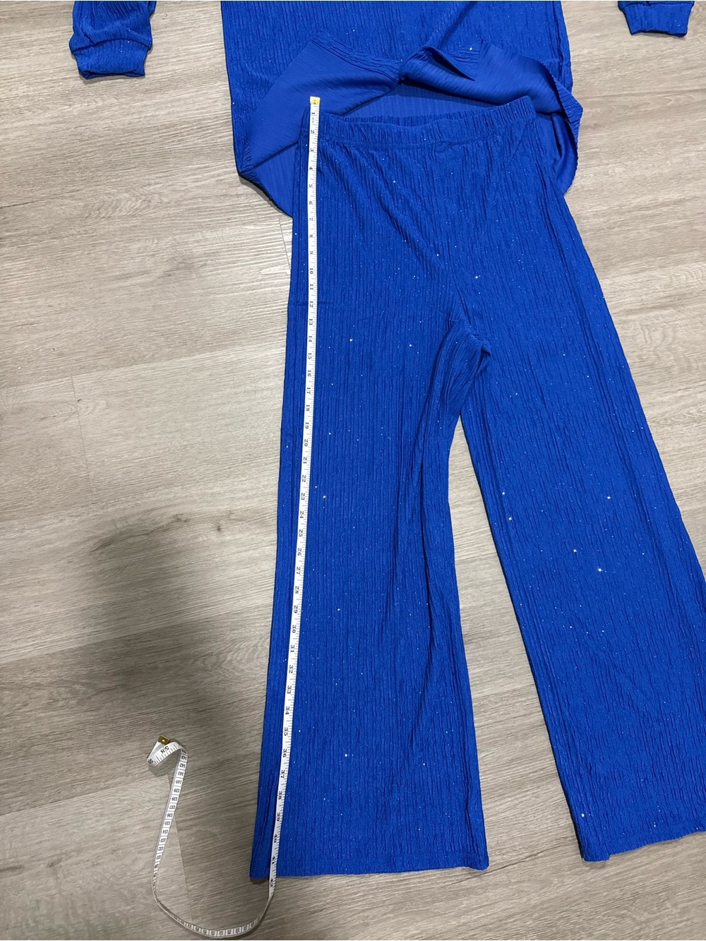Wide-Leg Sparkle Pants in Cobalt Blue - Picture 9 of 9